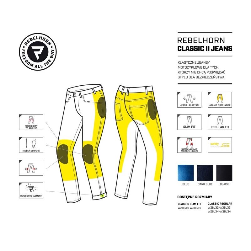 Rebelhorn Classic II Black Obrezane motoristične kavbojke razprodaja