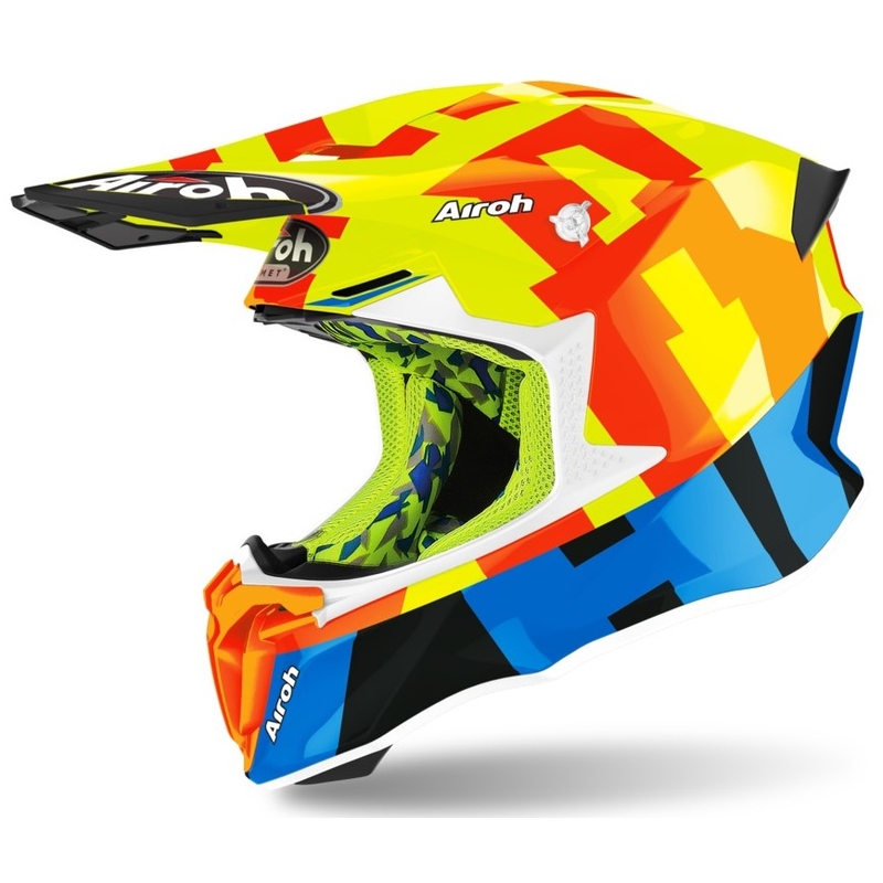 Motokros čelada Airoh Twist 2.0 Frame rdeče-modro-rumena