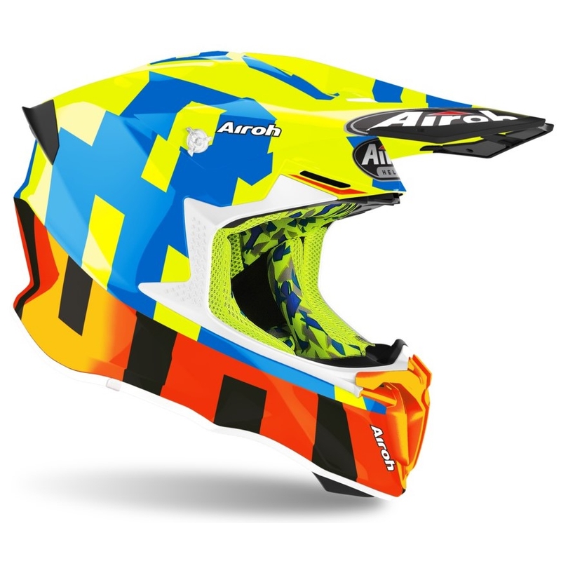 Motokros čelada Airoh Twist 2.0 Frame rdeče-modro-rumena