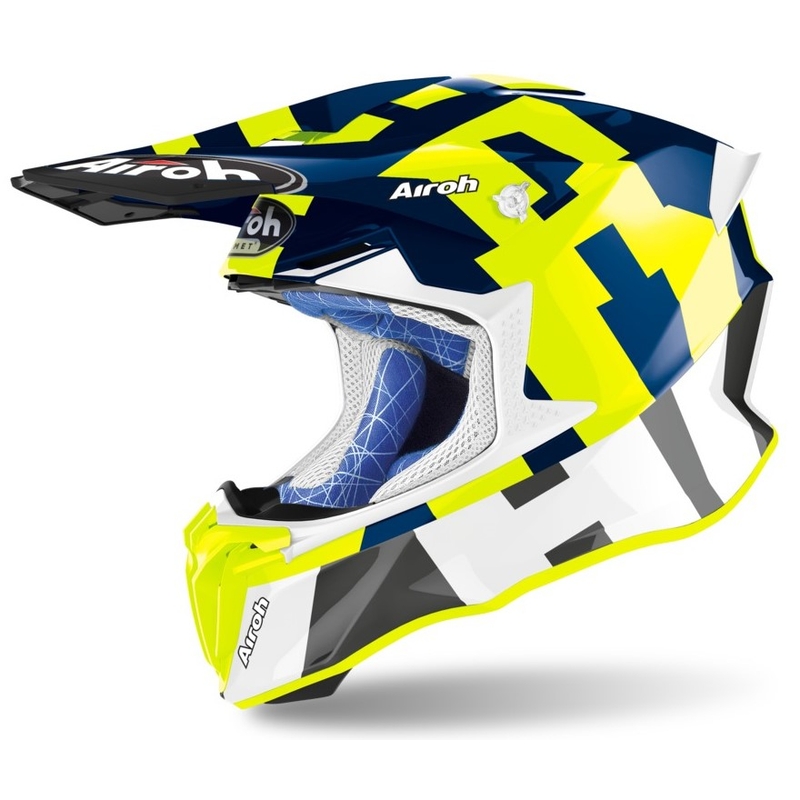 Motokros čelada Airoh Twist 2.0 Frame blue-white-fluo yellow