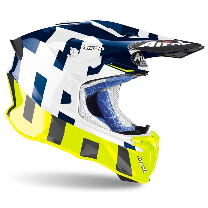 Motokros čelada Airoh Twist 2.0 Frame blue-white-fluo yellow