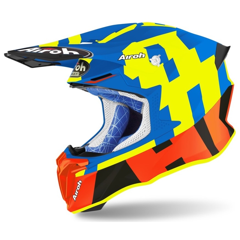 Motokros čelada Airoh Twist 2.0 Frame blue-orange-fluo yellow