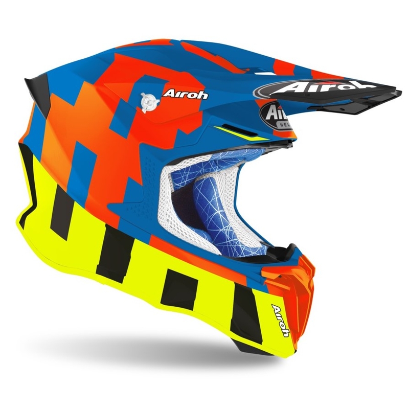 Motokros čelada Airoh Twist 2.0 Frame blue-orange-fluo yellow