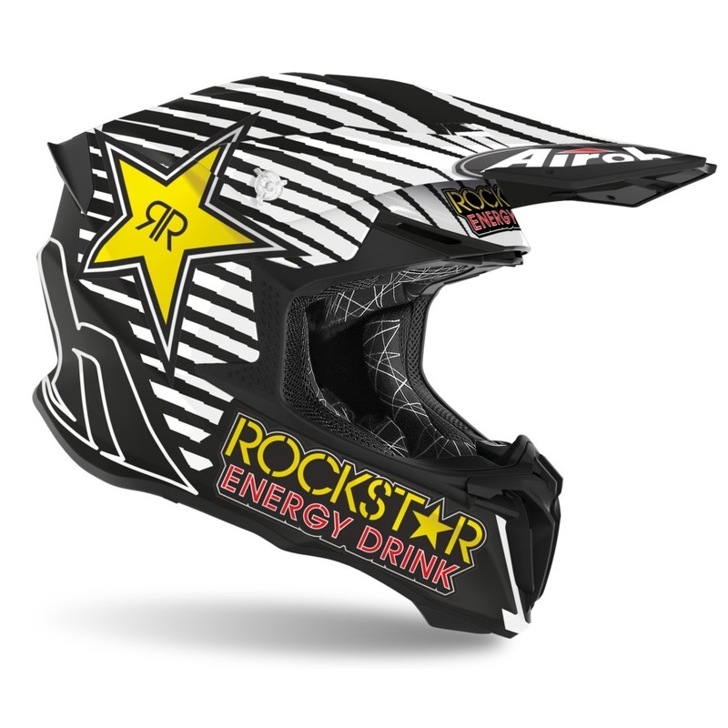 Motokros čelada Airoh Twist Rockstar 2021 črno-bela-rumena razprodaja