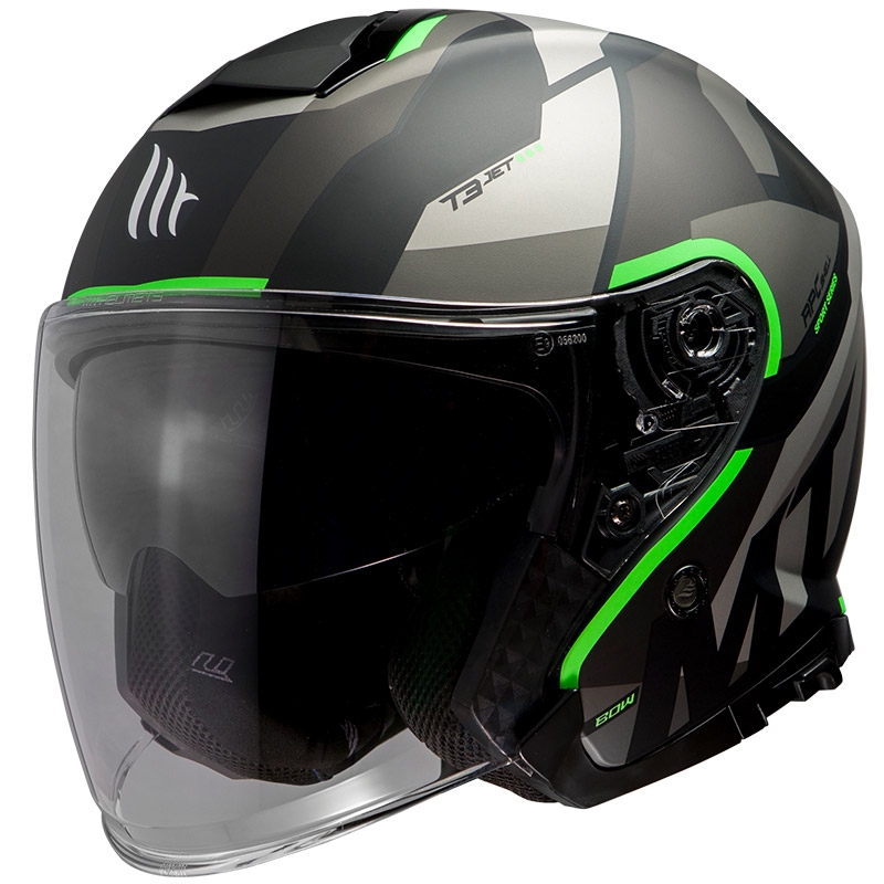 Odprta motoristična čelada MT Thunder 3 SV Bow Black-Grey-Fluo Green razprodaja