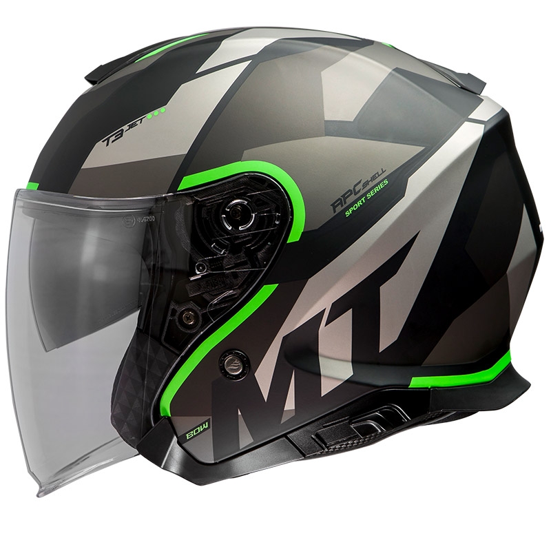 Odprta motoristična čelada MT Thunder 3 SV Bow Black-Grey-Fluo Green razprodaja