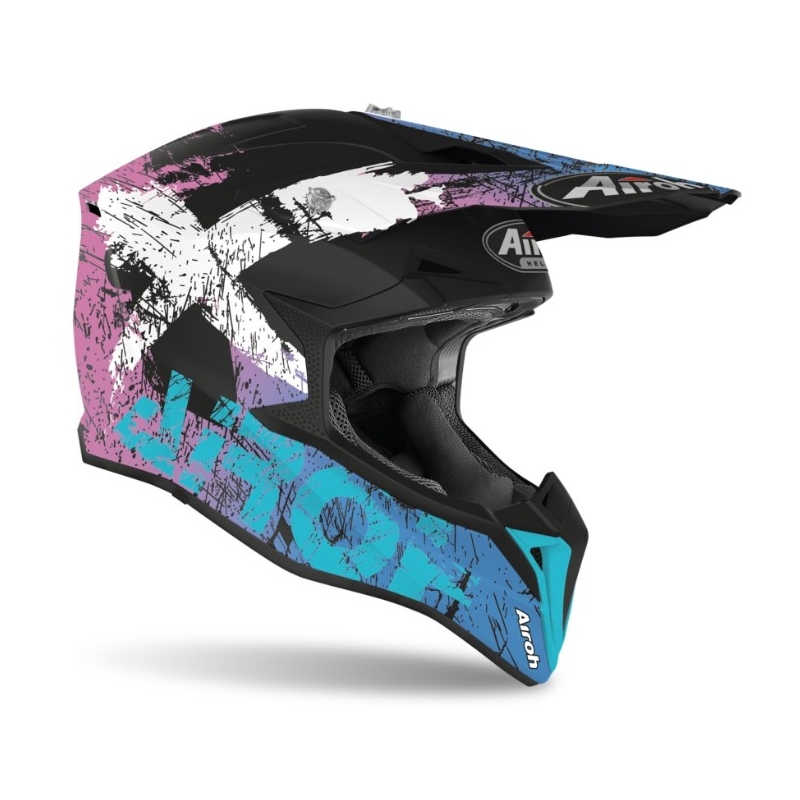 Motokros čelada Airoh Wraap Smile modro-vijolična