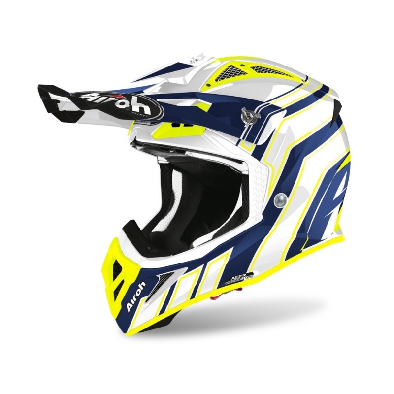 Motokros čelada Airoh Aviator Ace Art blue-white-fluo yellow 2021
