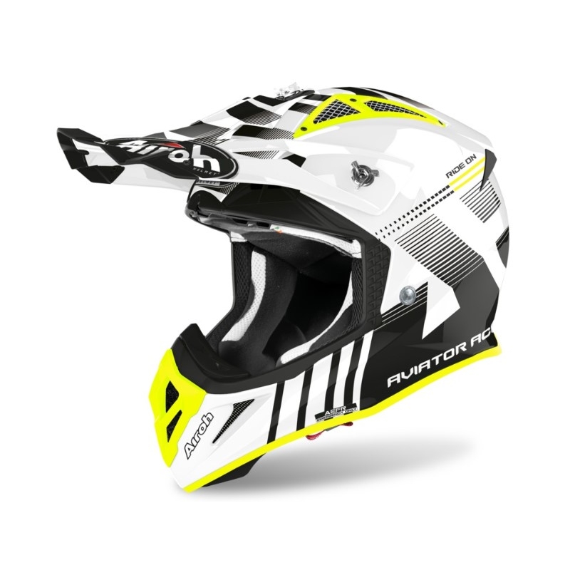 Motokros čelada Airoh Aviator Ace Nemesi white-black-fluo yellow razprodaja