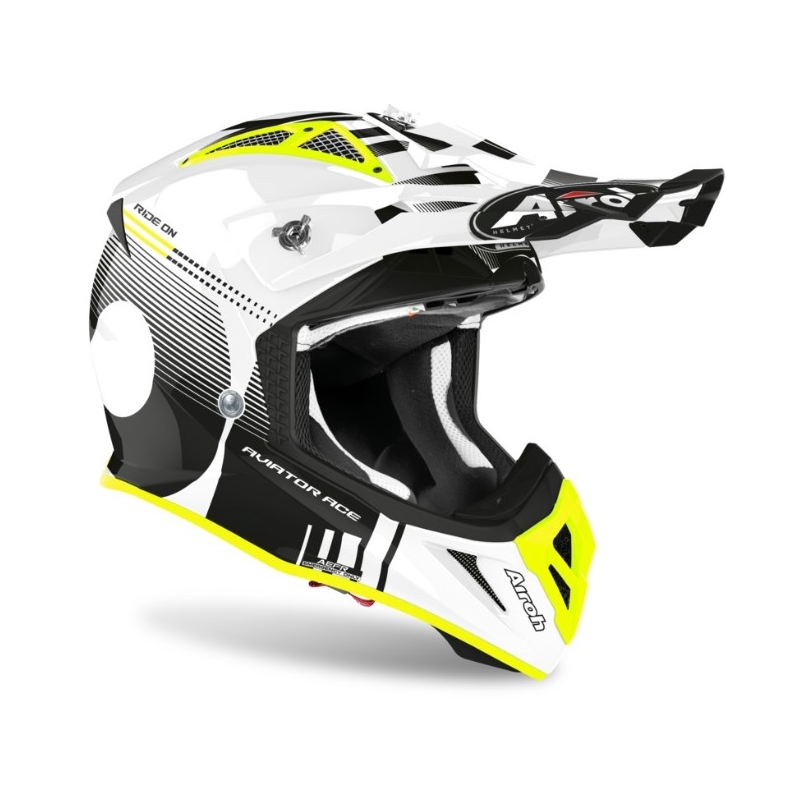 Motokros čelada Airoh Aviator Ace Nemesi white-black-fluo yellow razprodaja