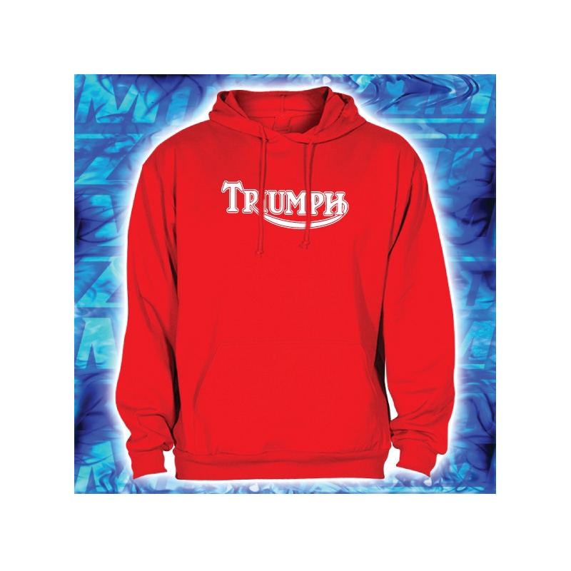 Mikina z motivom Triumph rdeča s kapuco razprodaja