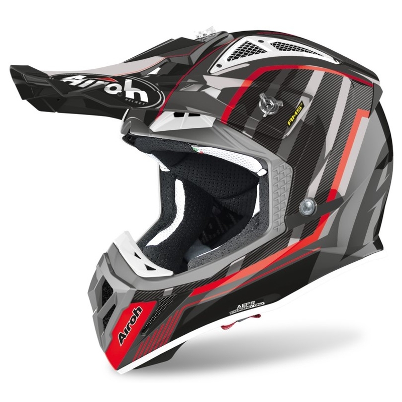 Motokros čelada Airoh Aviator Glow 2.3 AMS2 silver-black-red