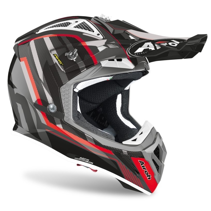 Motokros čelada Airoh Aviator Glow 2.3 AMS2 silver-black-red