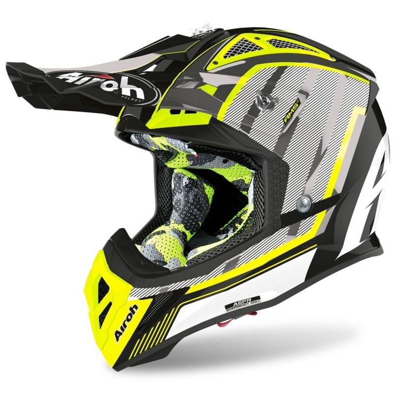 Motokros čelada Airoh Aviator Glow 2.3 AMS2 rumeno-črno-siva