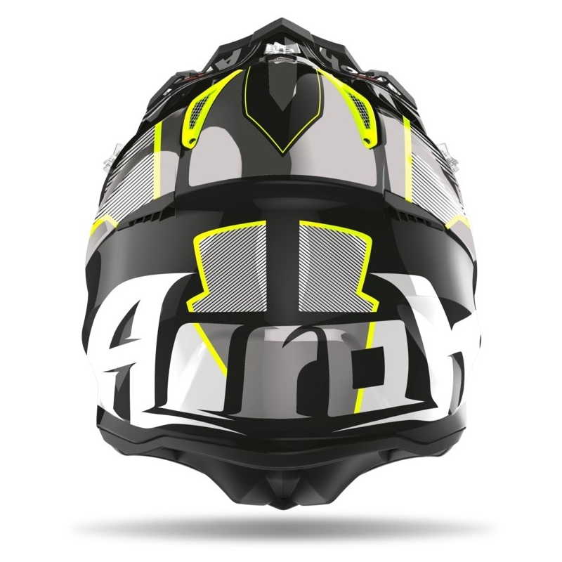 Motokros čelada Airoh Aviator Glow 2.3 AMS2 rumeno-črno-siva