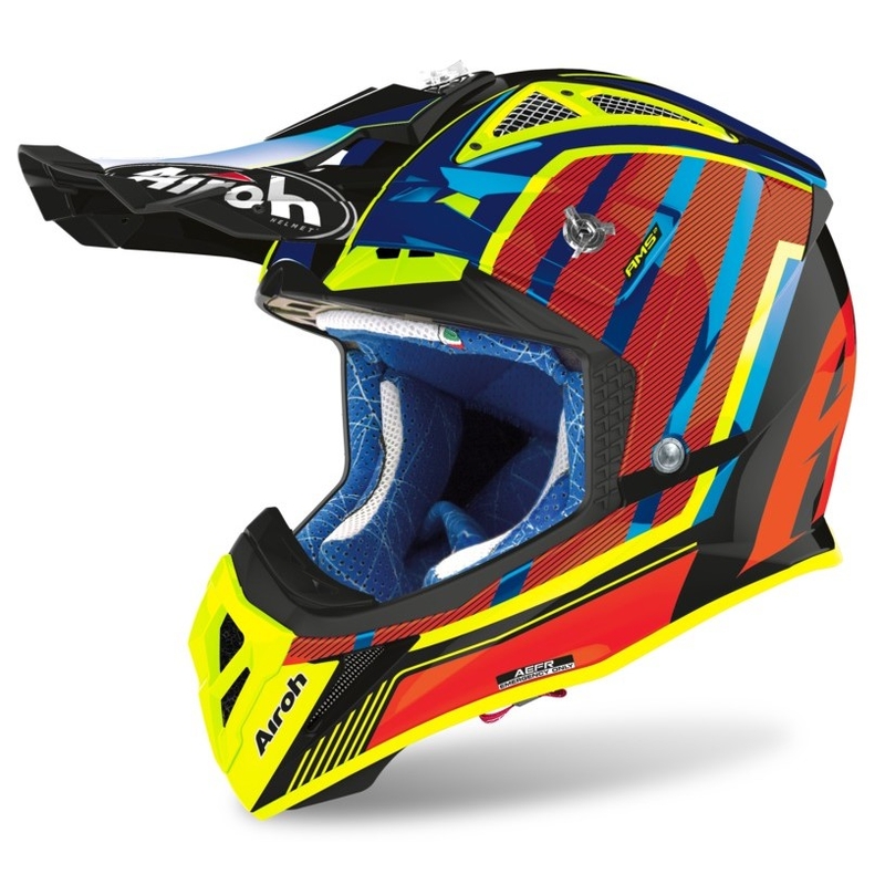 Motokros čelada Airoh Aviator Glow 2.3 AMS2 rumeno-rdeče-oranžna