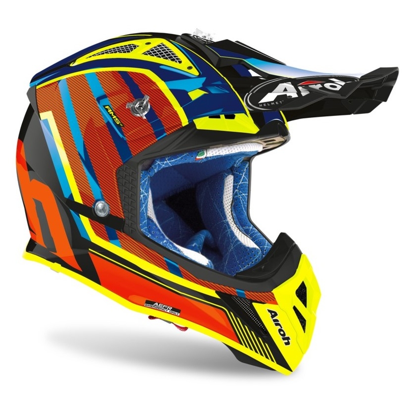 Motokros čelada Airoh Aviator Glow 2.3 AMS2 rumeno-rdeče-oranžna