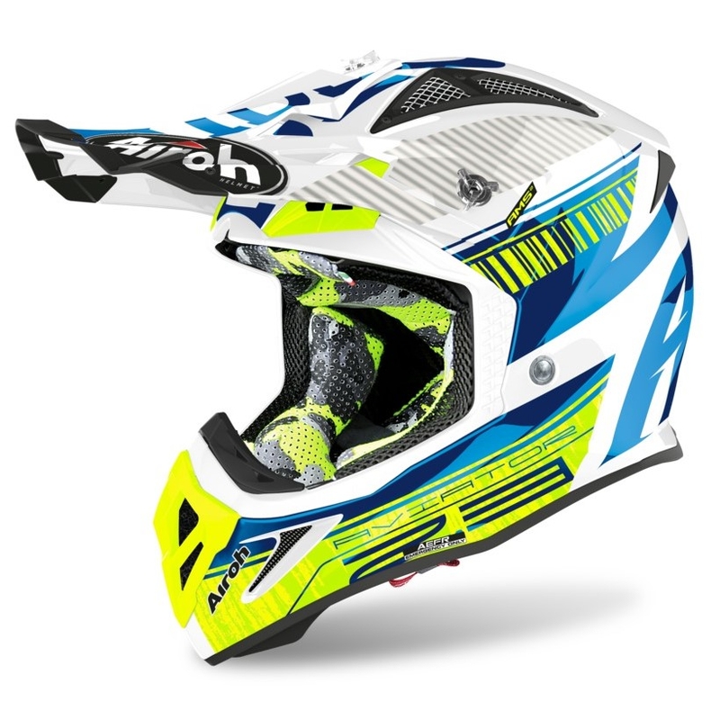 Motokros čelada Airoh Aviator Novak 2.3 AMSS blue-fluo yellow