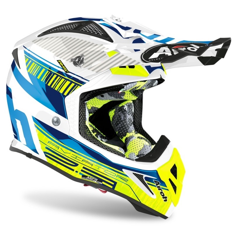 Motokros čelada Airoh Aviator Novak 2.3 AMSS blue-fluo yellow