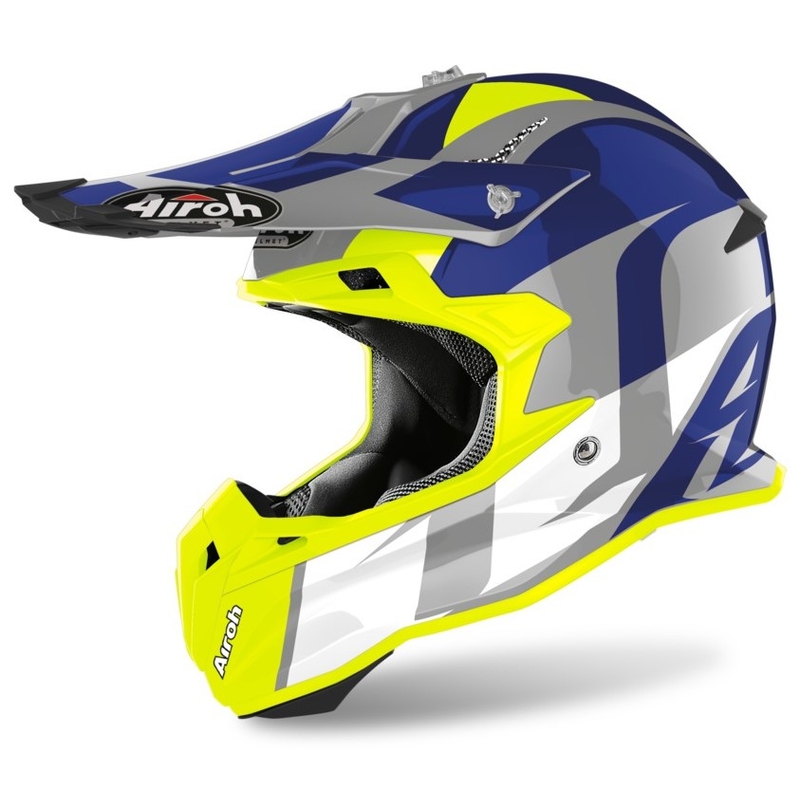 Motokros čelada Airoh Terminator Shoot blue-fluo yellow