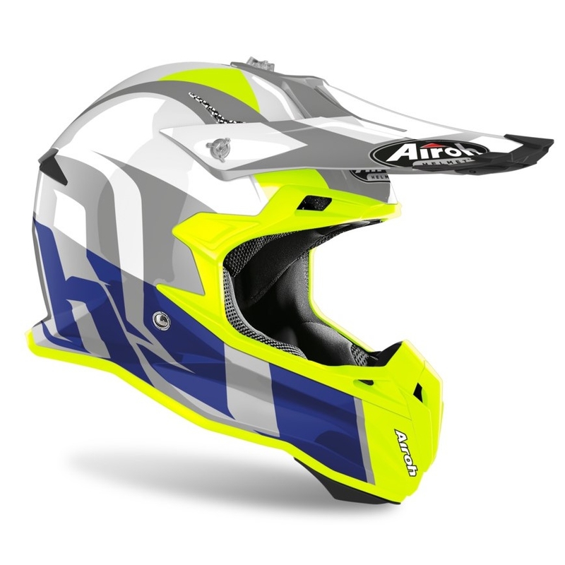 Motokros čelada Airoh Terminator Shoot blue-fluo yellow