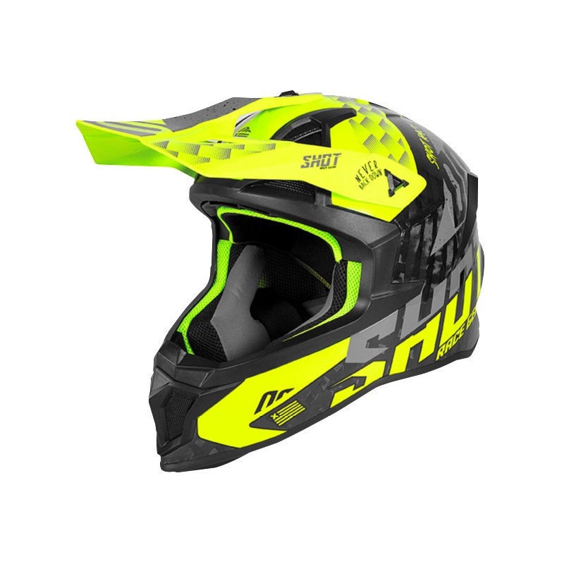 Motokros čelada Shot Lite Rush Carbon black-grey-fluo yellow