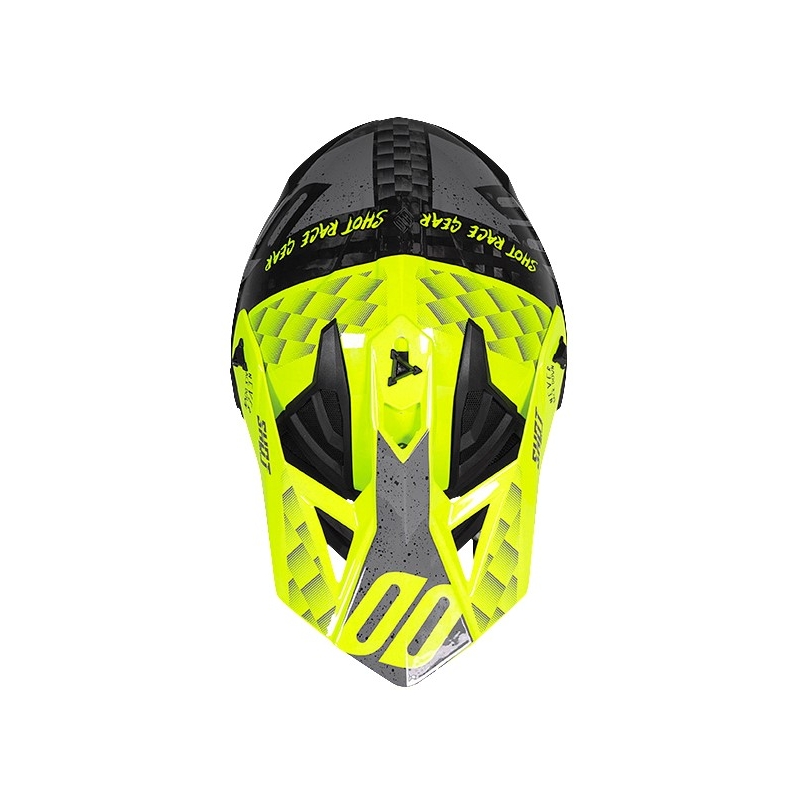 Motokros čelada Shot Lite Rush Carbon black-grey-fluo yellow