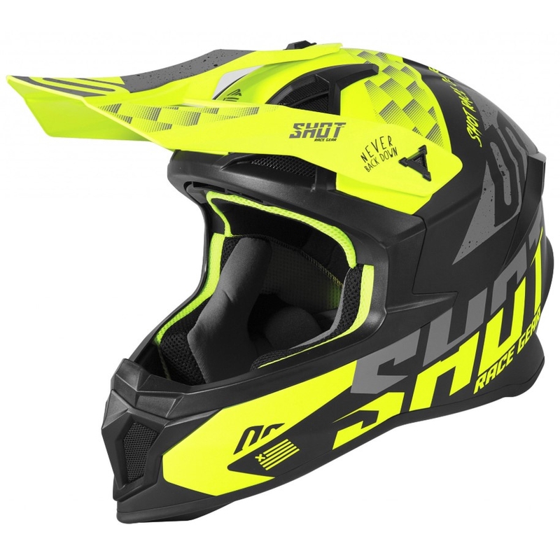 Motokros čelada Shot Lite Rush črno-sivo-fluo rumena