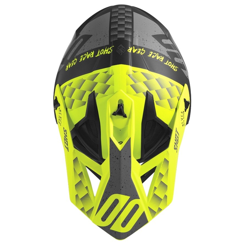 Motokros čelada Shot Lite Rush črno-sivo-fluo rumena