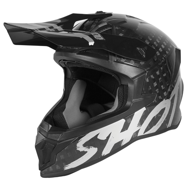 Motokros čelada Shot Lite Uni Solid Carbon Black-Silver razprodaja