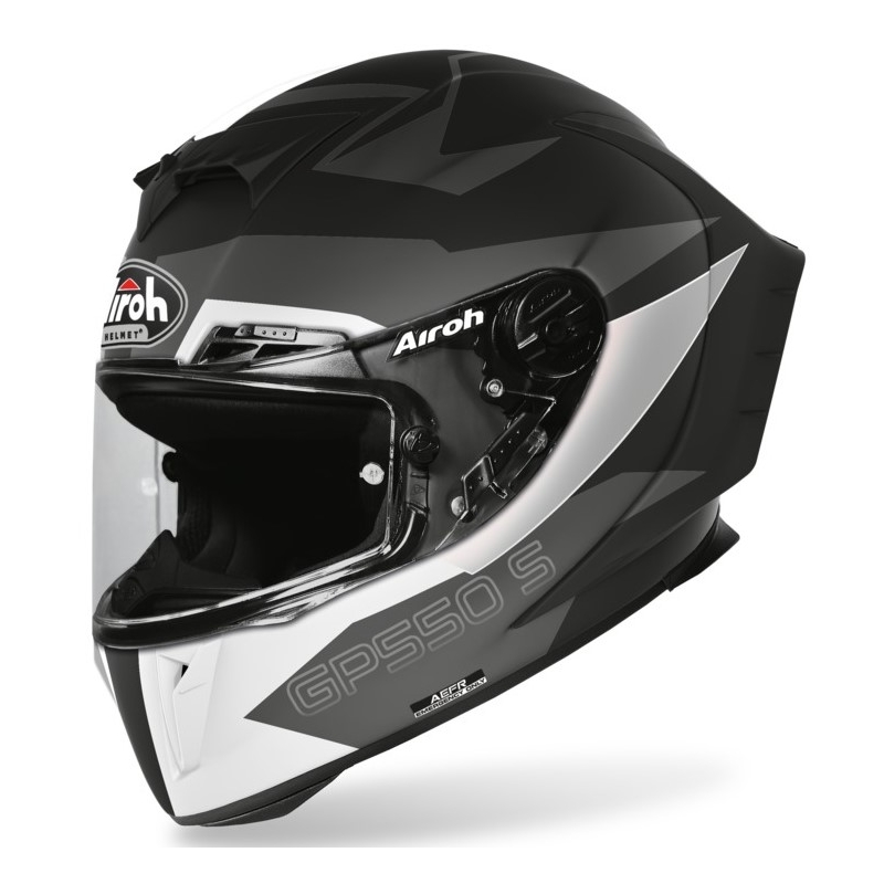 Integralna čelada Airoh GP 550S Vector črno-bela-srebrna