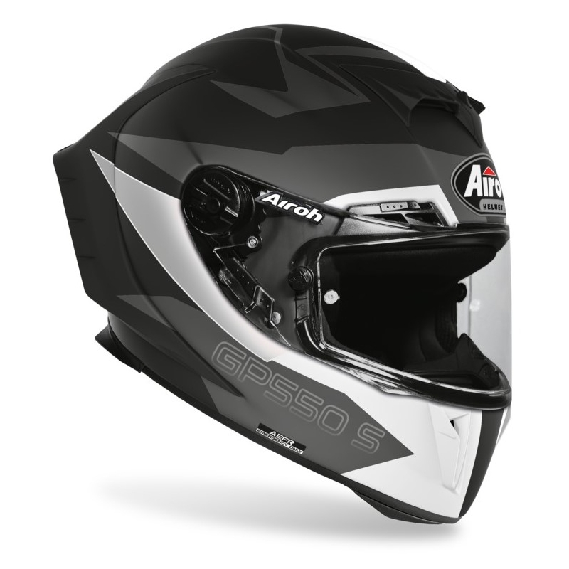 Integralna čelada Airoh GP 550S Vector črno-bela-srebrna