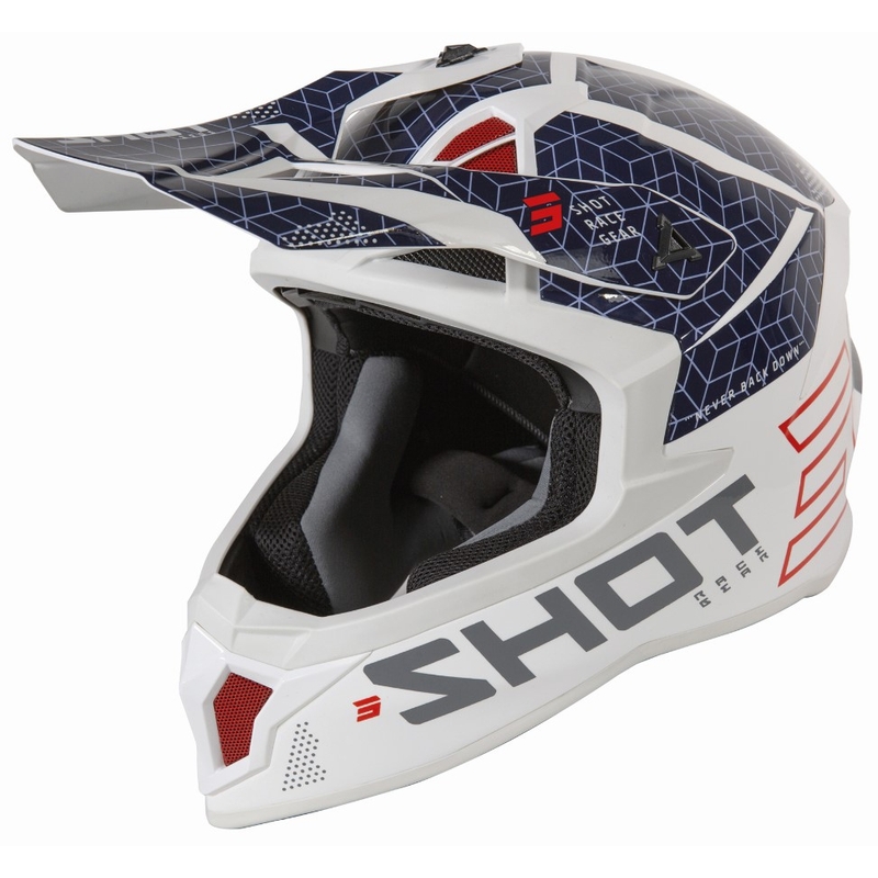 Motokros čelada Shot Lite Core belo-modro-rdeča