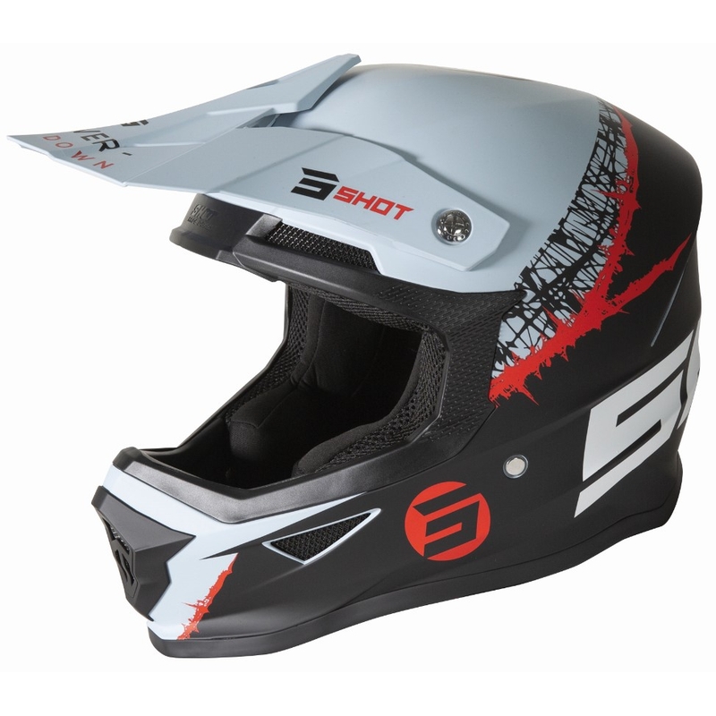 Motokros čelada Shot Furious Storm black-grey-red