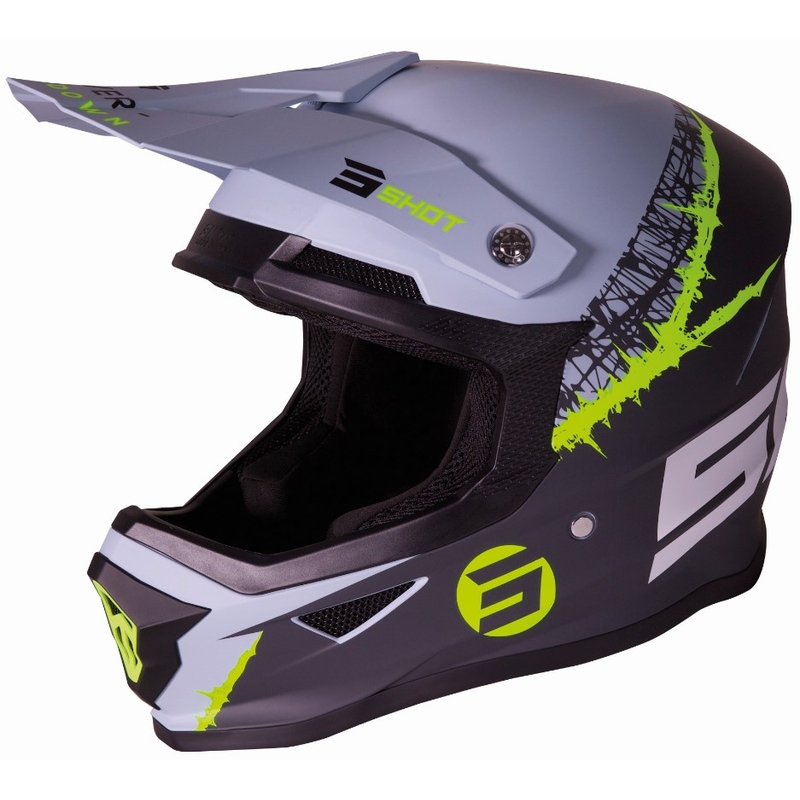 Motokros čelada Shot Furious Storm black-grey-fluo yellow razprodaja