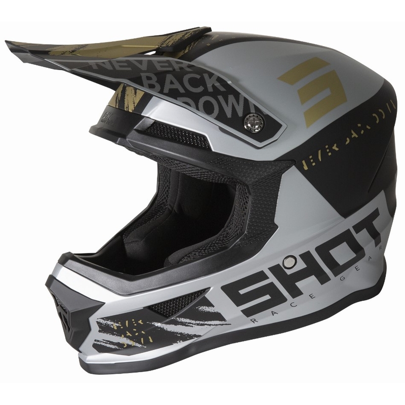 Motokros čelada Shot Furious Draw black-silver-gold