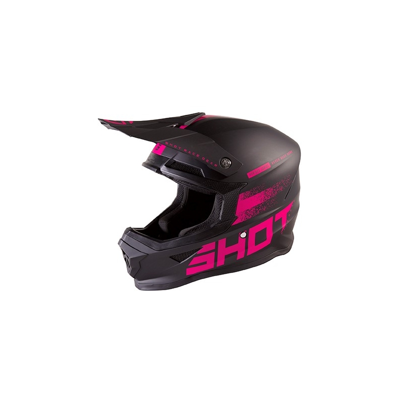 Motokros čelada Shot Furious Raw black-fuchsia