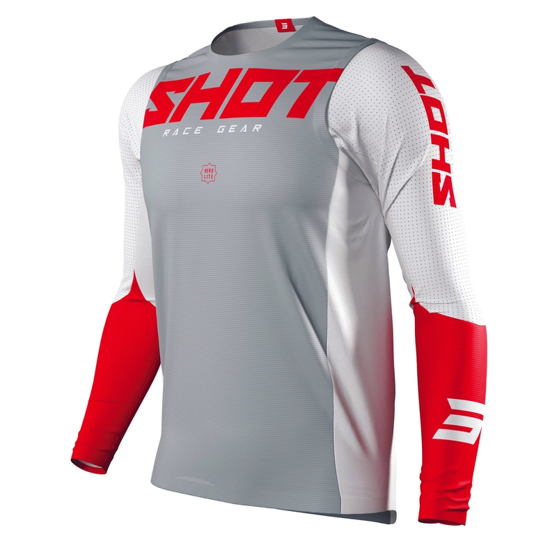 Motokros dres Shot Aerolite Airflow sivo-bela-rdeča razprodaja
