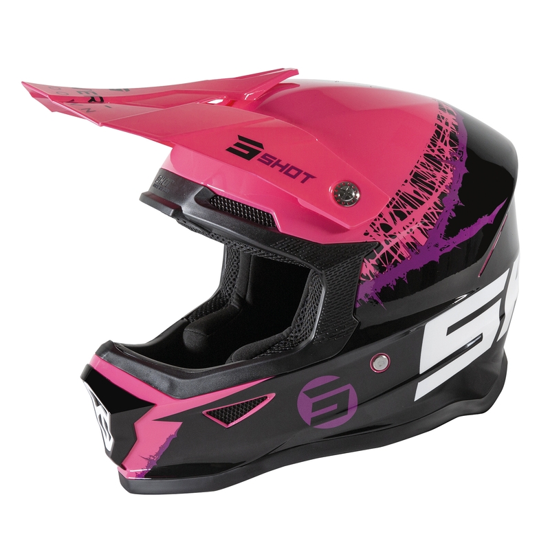 Otroška motokros čelada Shot Furious Storm Black-Pink-Purple razprodaja