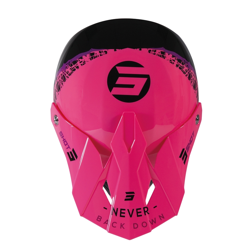 Otroška motokros čelada Shot Furious Storm Black-Pink-Purple razprodaja