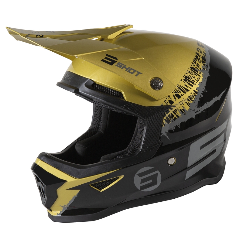 Otroška motokros čelada Shot Furious Storm black-grey-gold