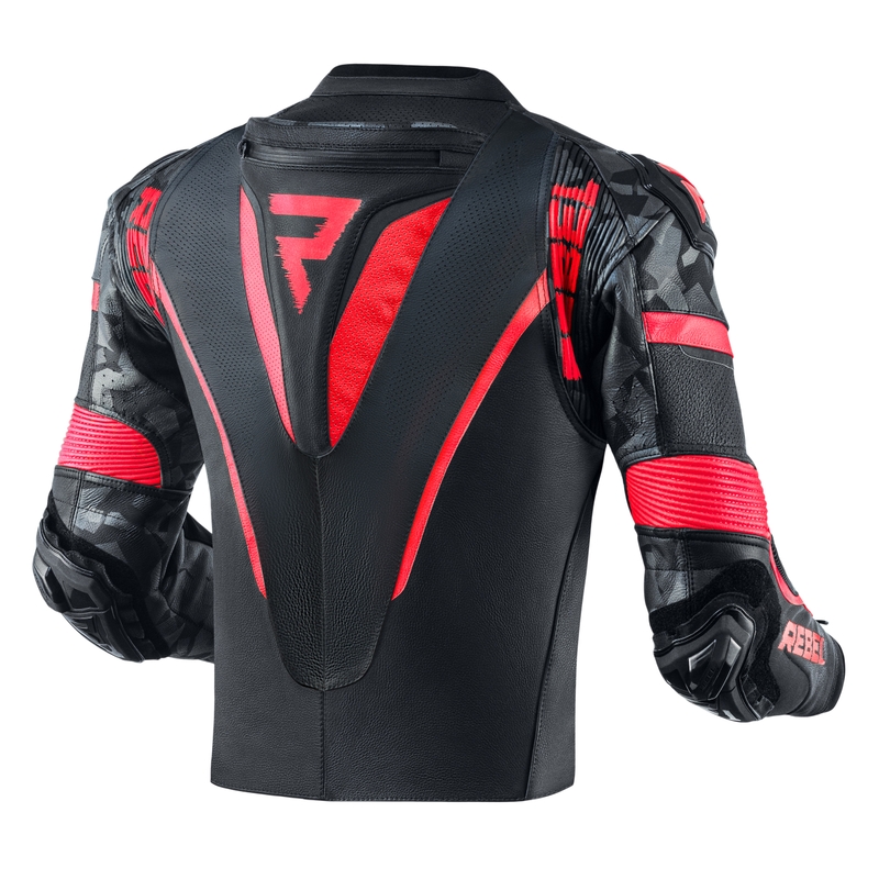 Rebelhorn Rebel črno-fluo rdeča motoristična jakna razprodaja