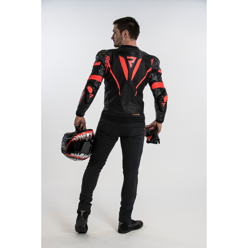 Rebelhorn Rebel črno-fluo rdeča motoristična jakna razprodaja