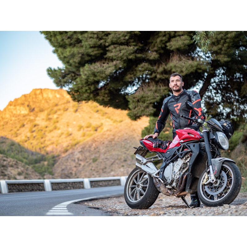 Rebelhorn Rebel črno-fluo rdeča motoristična jakna razprodaja