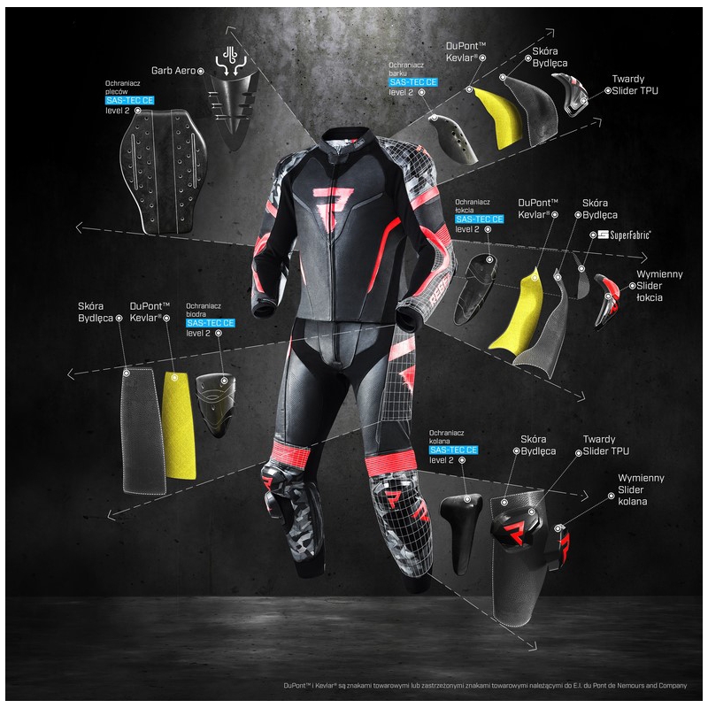 Rebelhorn Rebel Black-White-Fluo Red Motorcycle Jacket razprodaja