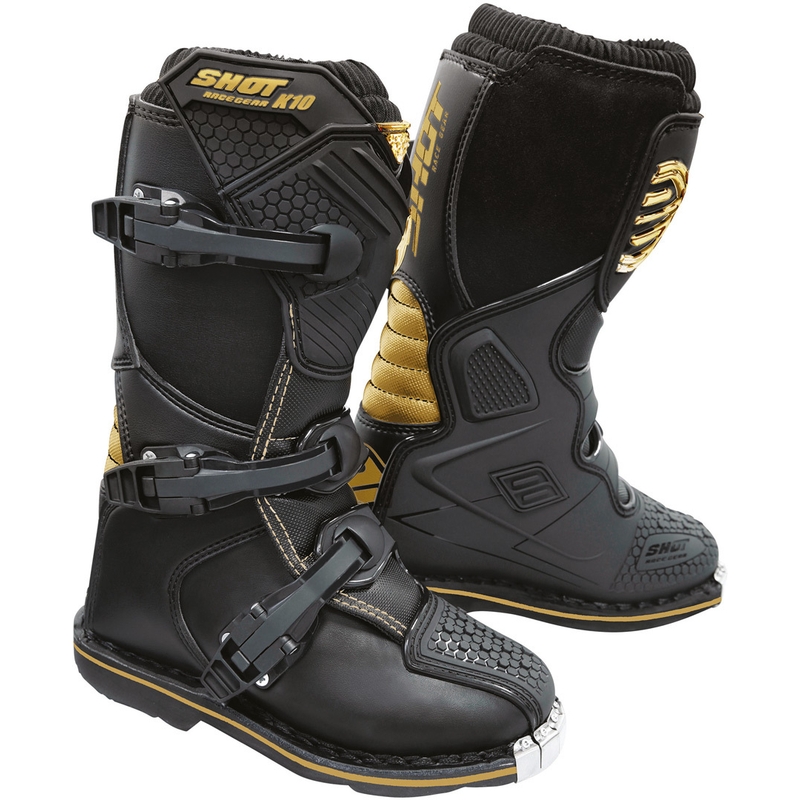 Otroški motoristični škornji Shot K10 2.0 Black and Gold razprodaja