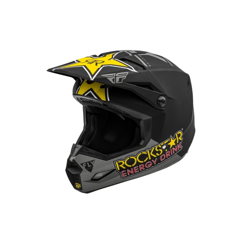 Motokros čelada FLY Racing Kinetic Rockstar sivo-črno-rumena