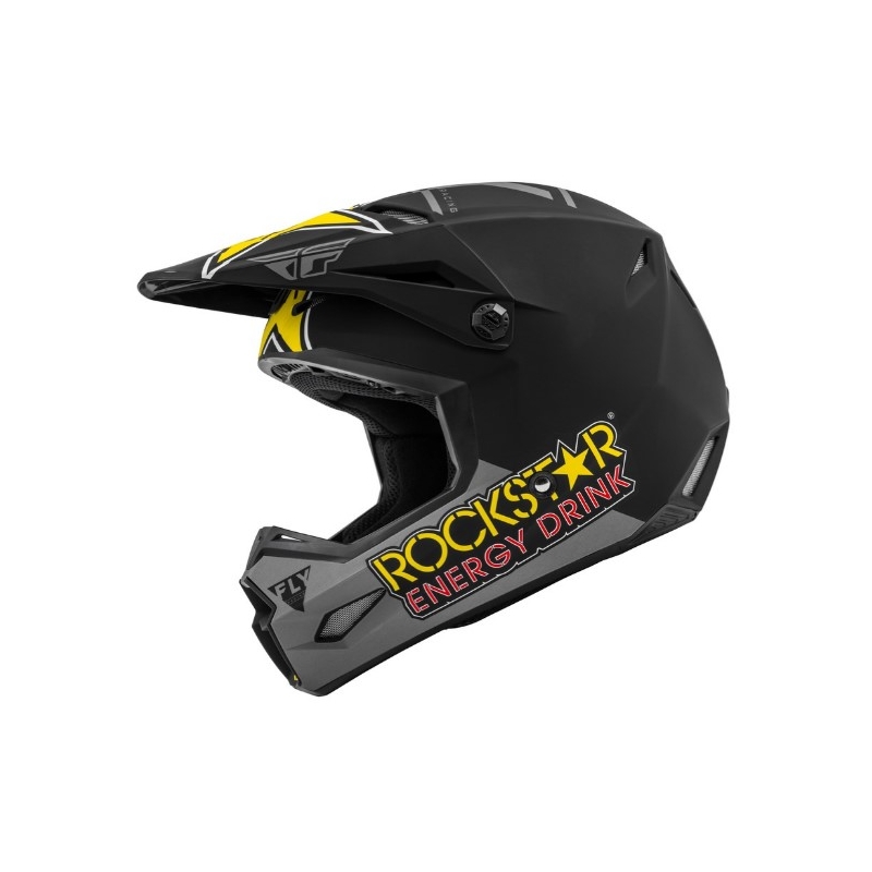 Motokros čelada FLY Racing Kinetic Rockstar sivo-črno-rumena