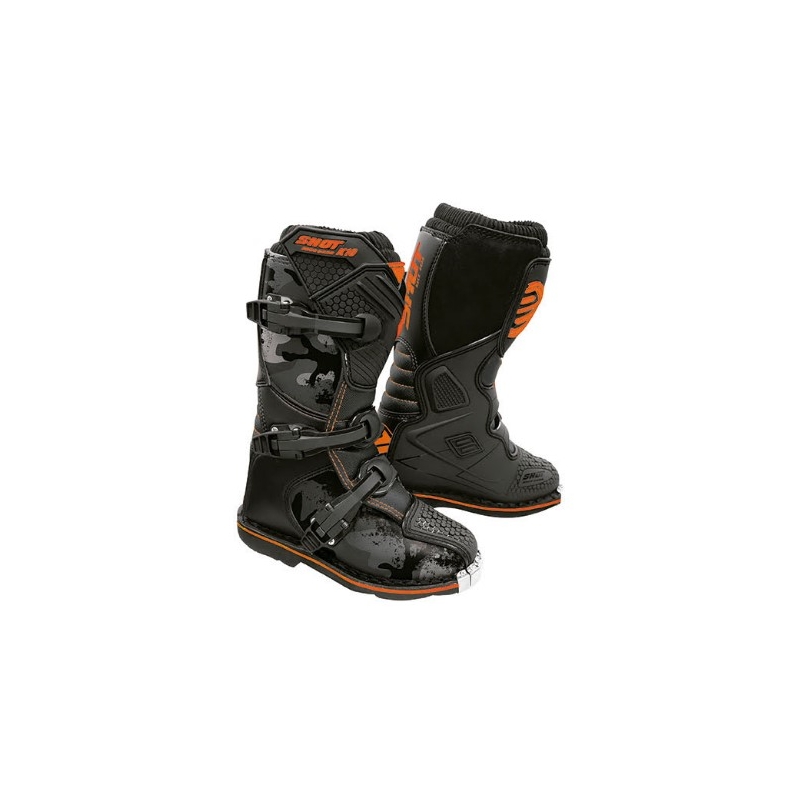 Otroški motoristični škornji Shot K10 2.0 black-camo-fluo orange razprodaja