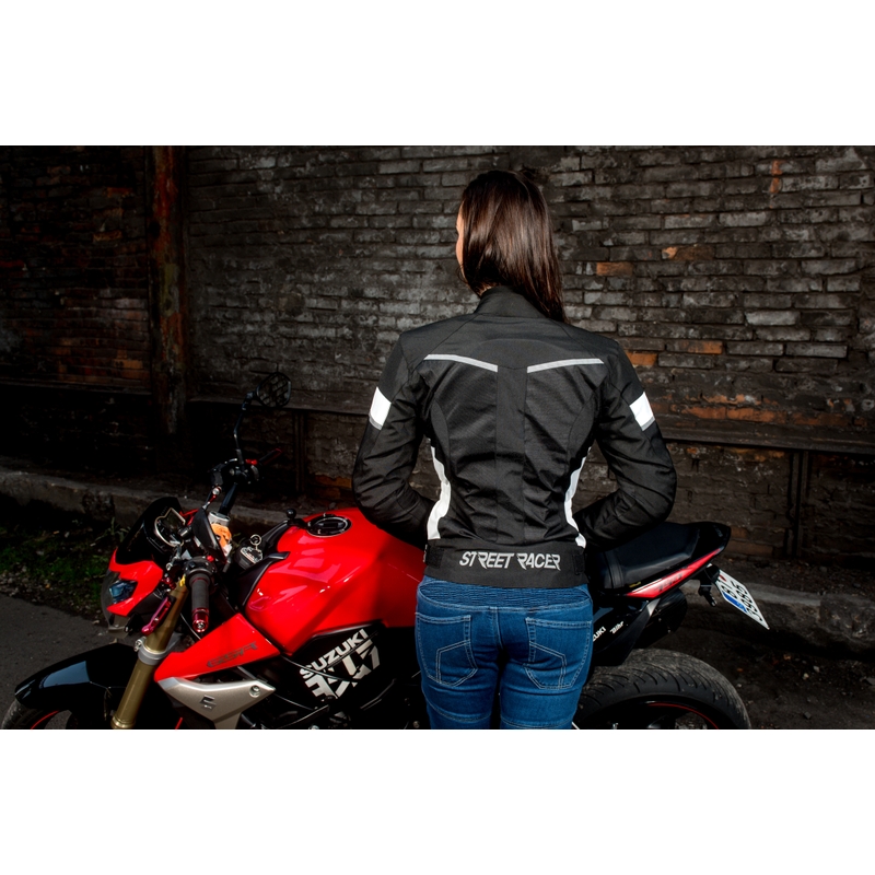 Ženska motoristična jakna Street Racer Betty black and white - II. kakovost